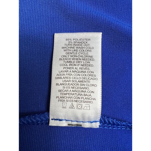 Ellen Tracy Women's Blouse Medium Persian Blue Zip Front Relaxed Fit Long Sleeve - Picture 6 of 10